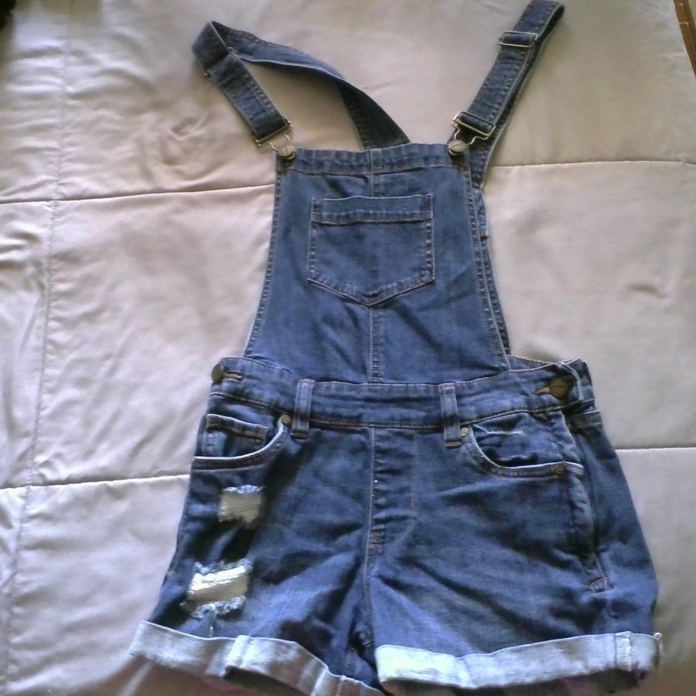 blue jean overalls shorts